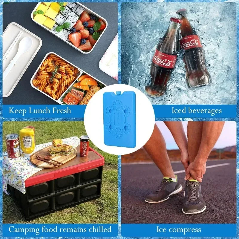 Portable Ice Pack Reusable Freezer Ice Cooling Pack Long-Lasting Cooling Water Fill Box for Fresh Food Storage Refrigeration